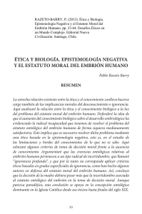 Ética y Biología. Epistemología Negativa y el Estatuto Moral