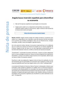 Angola busca inversión española para diversificar su economía