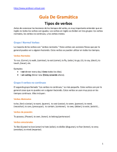 Guía De Gramática Tipos de verbos