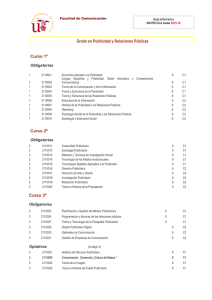 Grado en Publicidad y Relaciones Públicas Curso 1º Curso 2º