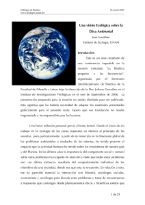 Una visión ecológica sobre la ética ambiental. José Sarukhán