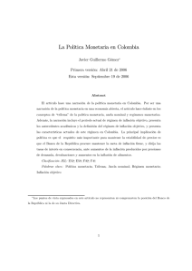 La Política Monetaria en Colombia