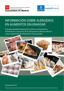 información sobre alérgenos en alimentos sin envasar