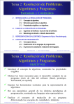 Tema 2: Resolución de Problemas. Algoritmos y Programas Tema 2