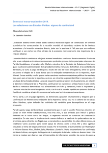 Semestral marzo-septiembre 2014. Las relaciones con Estados