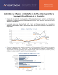 Colombia: La inflación cerró el año en 5,75%, cifra muy similar a la