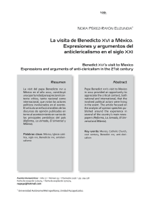 La visita de Benedicto xvi a México. Expresiones y argumentos del