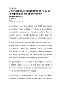 Chile aspira a concentrar el 70 % de la capacidad de observación