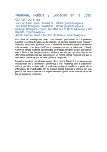Memoria, Pol&iacute;tica y Sociedad en la Edad Contempor&aacute;nea