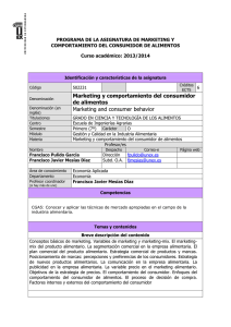 Márketing y Comportamiento del Consumidor de Alimentos