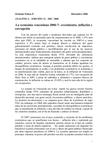 La economía venezolana 2006-7: crecimiento, inflación y corrupción
