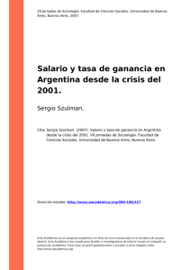 Salario y tasa de ganancia en Argentina desde la
