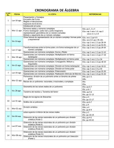CRONOGRAMA DE ÁLGEBRA