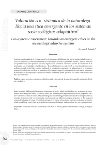 Valoraci&oacute;n eco&ndash;sist&eacute;mica de la naturaleza. Hacia una &eacute;tica