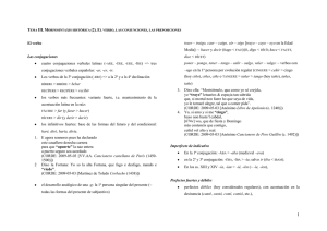 El verbo Las conjugaciones cuatro conjugaciones verbales
