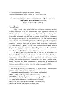Tratamiento lingüístico y matemático de textos digitales españoles