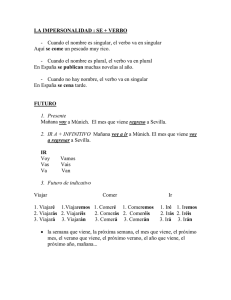 Cuando el nombre es singular, el verbo va en singular Aquí