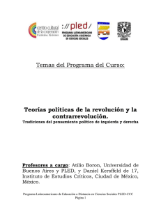 Temas del Programa del Curso: Teorías políticas de la revolución y