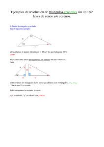 Ejemplos estáticos de resolución de triángulo general