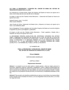LEY PARA LA PREVENCIÓN Y ATENCIÓN DEL CÁNCER DE