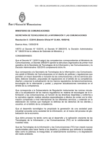 MINISTERIO DE COMUNICACIONES Resolución 8 - E/2016