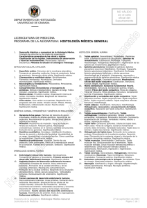 licenciatura de medicina programa de la asignatura: histología
