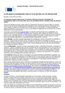 La UE apoya la investigación sobre el virus del Zika con