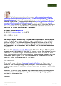 La lactancia modifica el sistema inmune m&aacute;s de lo que se cre&iacute;a