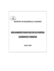 REGLAMENTO PARA USO DE LA PARTIDA ALIMENTOS Y BEBIDAS