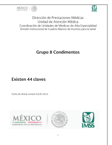 Grupo 8 Condimentos Existen 44 claves