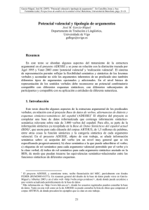Potencial valencial y tipología de argumentos