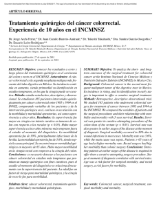 Tratamiento quirúrgico del cáncer colorrectal. Experiencia de 10