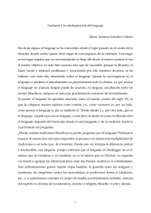 ONTOLOGIZAR EL LENGUAJE - María Antonia González Valerio