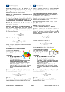Ficha 2. Combinatoria (II). Fórmulas de combinaciones