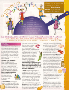 exhortar a los niios en edad preadolescente a comer una dieta