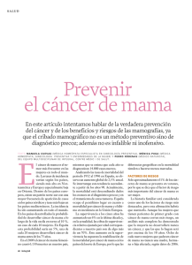 sigue leyendo el artículo "Prevenir el cáncer de mama" de Manuela