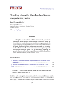 Filosofía y educación liberal en Leo Strauss: interpretación y