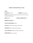 FORMATO DE DESCRIPCIÓN DE LA TESIS AUTOR CIUDAD