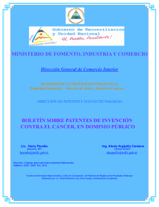 Boletín de Patentes contra el Cáncer en Dominio Público