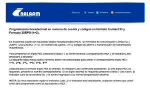 Programación hexadecimal en numero de cuenta y