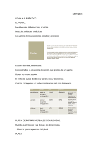 14.09.2016 LENGUA 1. PRÁCTICO EL VERBO. Las clases de