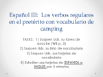 Español III: Los verbos regulares en el pretérito con vocabulario de