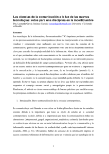 Las ciencias de la comunicación a la luz de las nuevas tecnologías