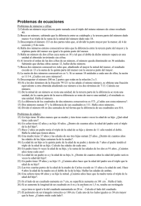 Problemas de ecuaciones - COLEGIO LA PURISIMA DE TORRENT