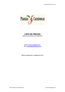 lista de precios - Plantas Carnivoras, Buenos Aires, Argentina.
