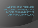 la critica en la psicologia social en latinoamerica y su impacto en los