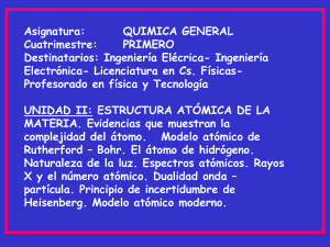Asignatura: QUIMICA GENERAL Cuatrimestre: PRIMERO