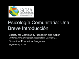 Community Psychology: A Brief Introduction