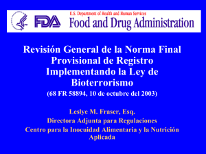 Revisión General de la Norma Final Provisional de Registro