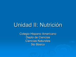 Unidad II: Nutrición - Colegio Hispano Americano